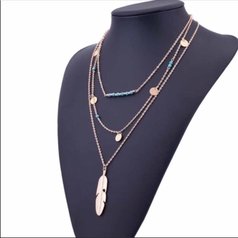 Boho Gold Feather Necklace